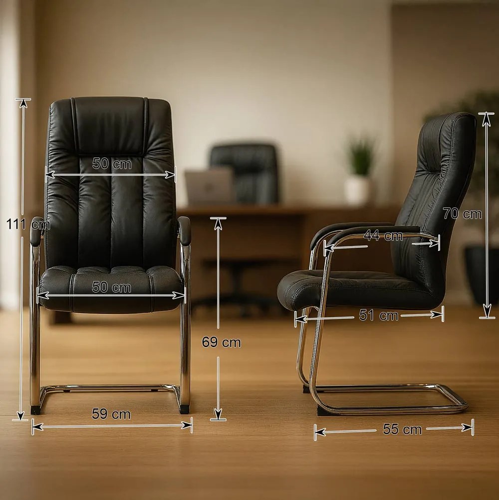 Scaun vizitator OFF 8115 maro din piele ecologică cu aspect elegant