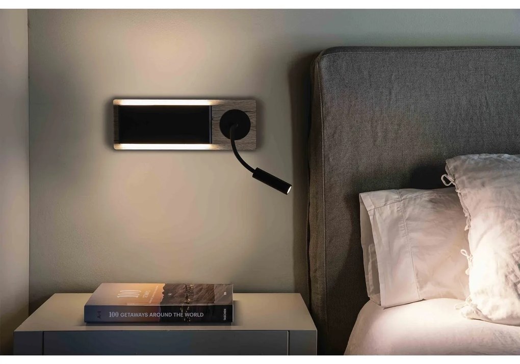 Aplica LED cu reader LED design nordic MOOD lemn/negru