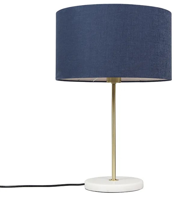 Lampă de masă din alamă cu abajur albastru 35 cm - Kaso