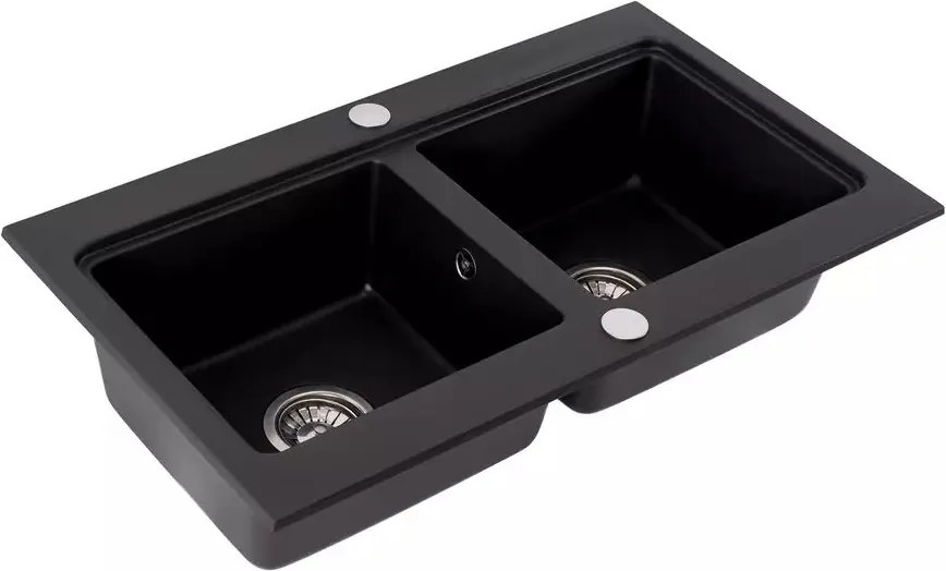 Chiuveta compozit Rea Caddy negru mat 80x47 cm