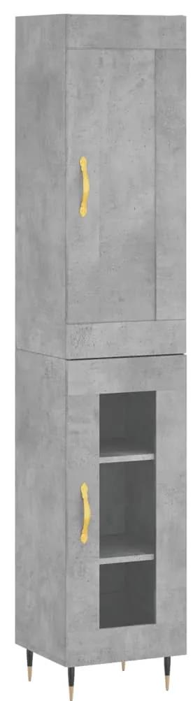 3200373 vidaXL Dulap înalt, gri beton, 34,5x34x180 cm, lemn prelucrat