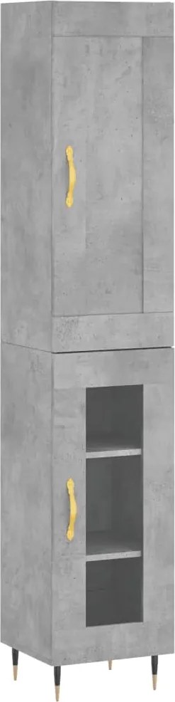 vidaXL Dulap înalt, gri beton, 34,5x34x180 cm, lemn prelucrat