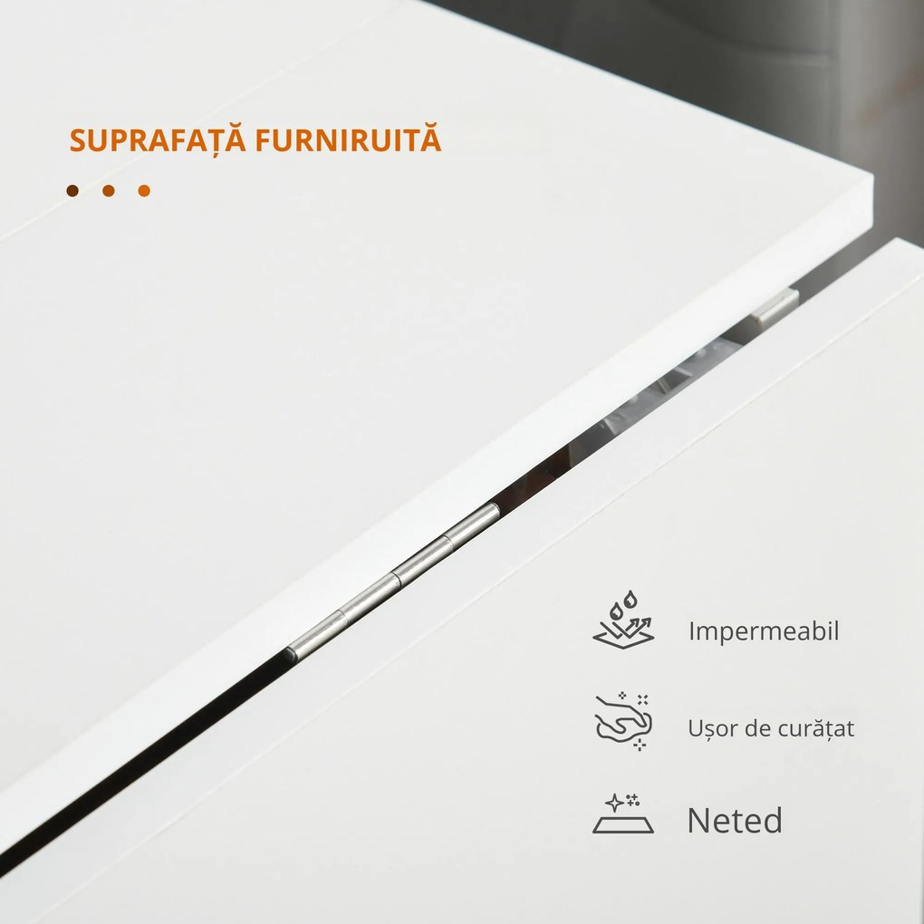 HOMCOM Masă de Prânz Pliabilă cu Roți, Mobilier Bucătărie Spațiu-Eficient, Alb, 120x80x73 cm | Aosom Romania