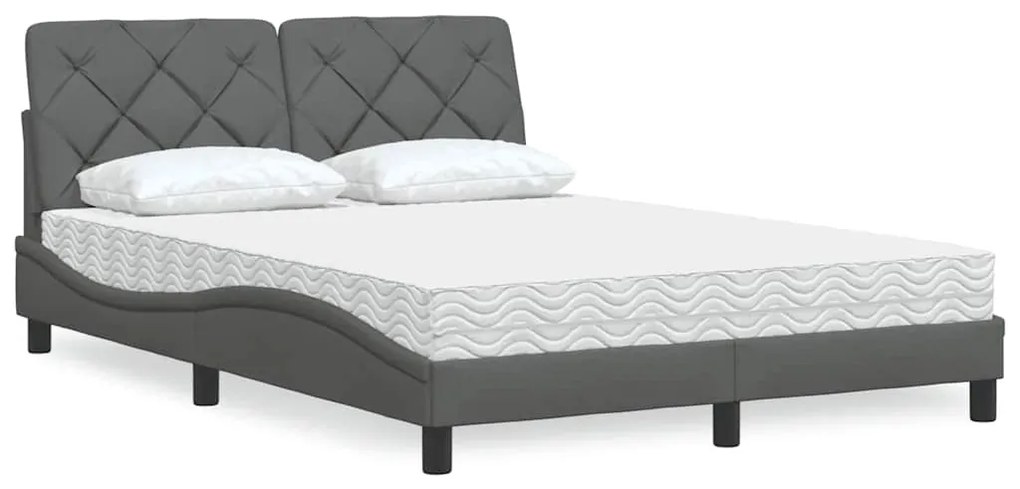 vidaXL Pat cu saltea, gri închis, 120x200 cm, textil