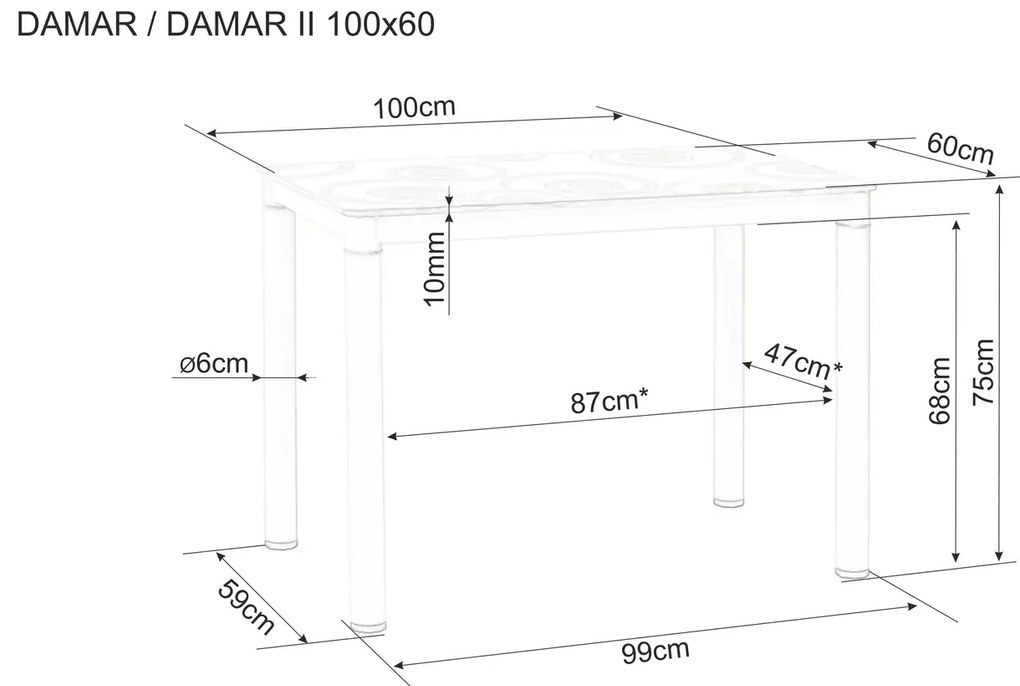 Masa de dining neagra DAMAR 100x60 cm, decor stejar artisan