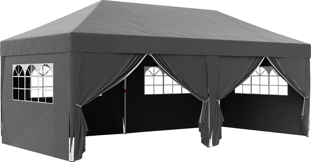 Outsunny Pavilion cca. 6x3 m Stabil Rezistent la iarnă Pop-up pavillon pliabil cu ferestre, ușă cu fermoar, pereți laterali, protecție UV | Aosom Romania