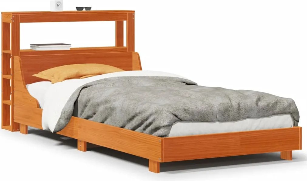 vidaXL Cadru pat fără saltea, maro ceruit, 75x190 cm, lemn masiv pin