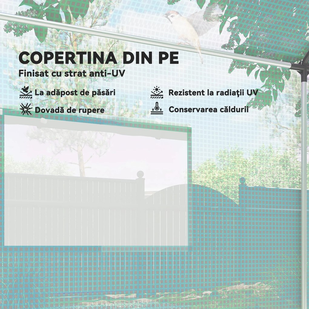 Outsunny Seră de Grădină Tip Tunel 2x3x2 m cu Uși și Ferestre Rulabile, Acoperiș Înclinat, Structură din Oțel și Acoperire PE, pentru Grădină Legume Flori Fructe, Anti-UV, Verde | Aosom Romania