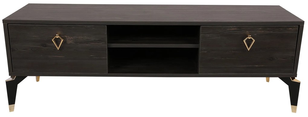 Comoda TV Posh, Alb - Maro inchis, 143 x 47 x 40 cm