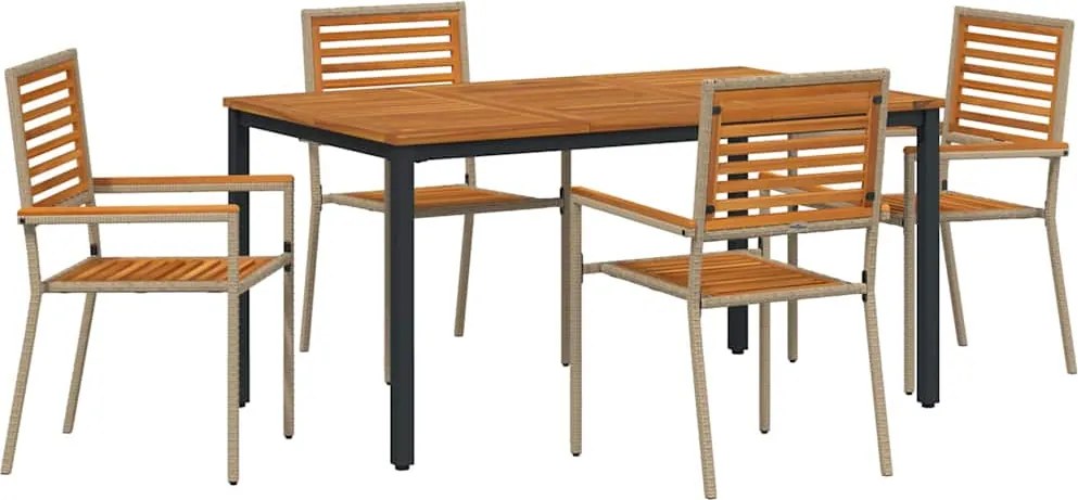 vidaXL Set de masă pentru grădină 4 pcs Bej și Maro poliratan