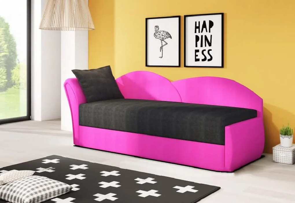 Supermobel Canapea extensibilă AGATA, 200x80x75, negru + alb (alova04/alovaPDP), dreapta