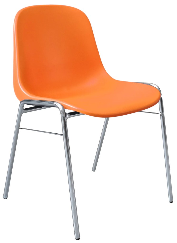 Scaun de vizitator Beta, cadru cromat, polipropilena, oranj