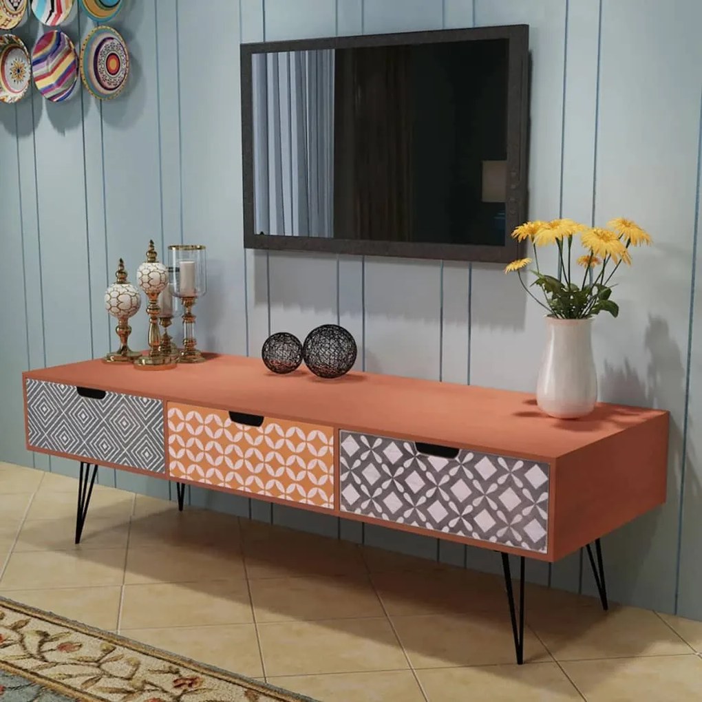 243398 vidaXL Comodă TV cu 3 sertare, 120x40x36 cm, maro