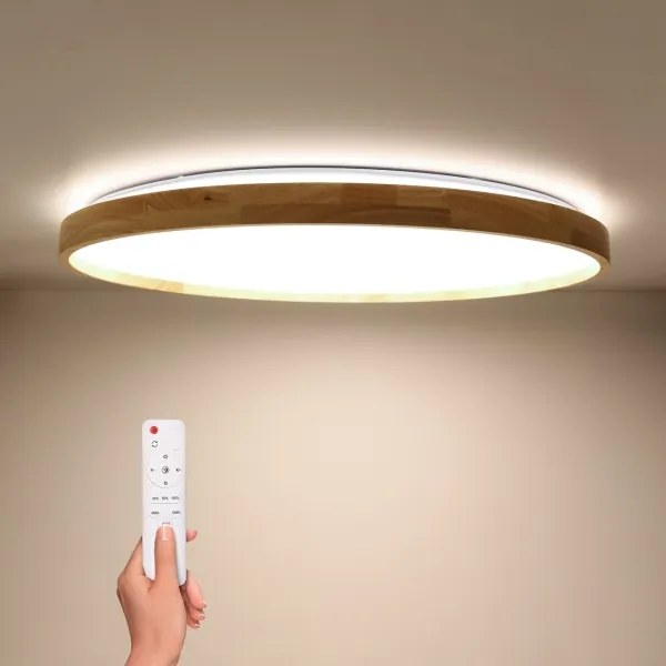 Brilagi - Corp de iluminat LED dimabil ALSON LED/72W/230V 3000-6500K stejar Ø 78 cm + telecomandă