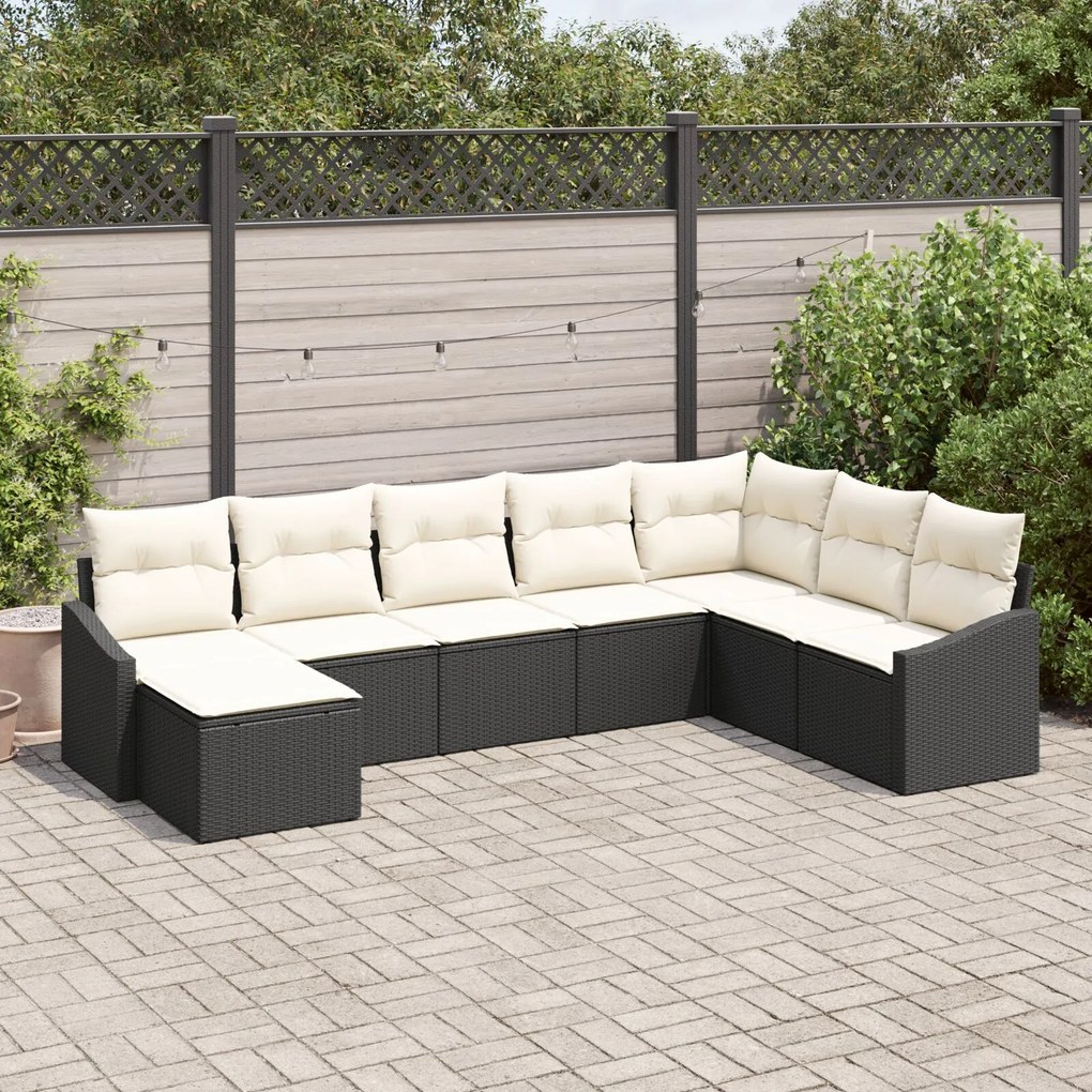 vidaXL Set de canapele pentru grădină 8 pcs Negru Rattan poli