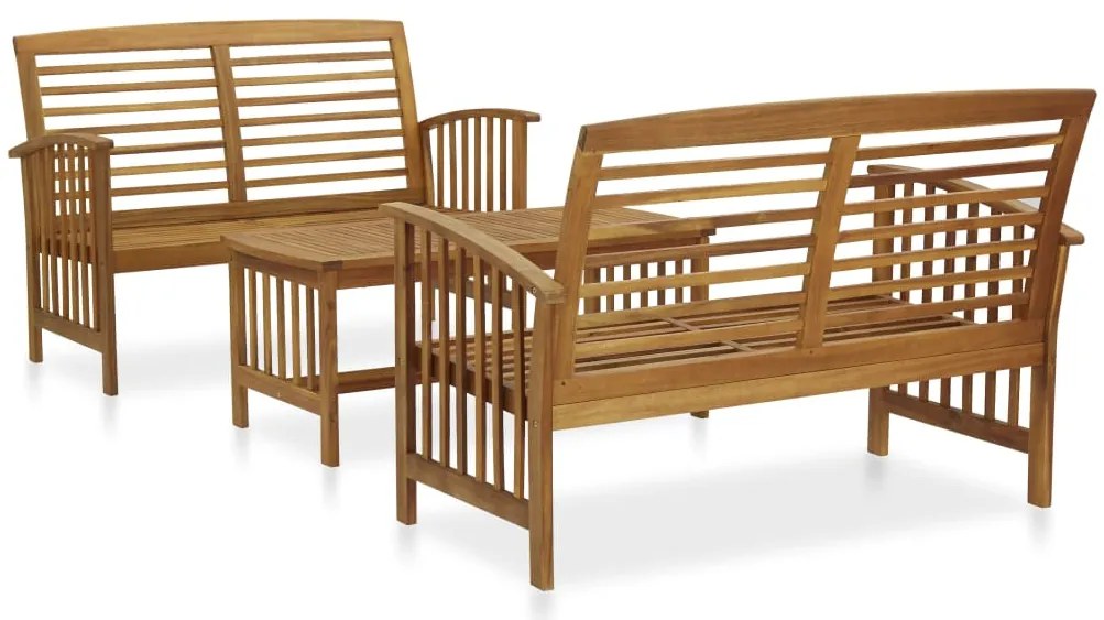 vidaXL Set mobilier de grădină, 3 piese, lemn masiv de acacia