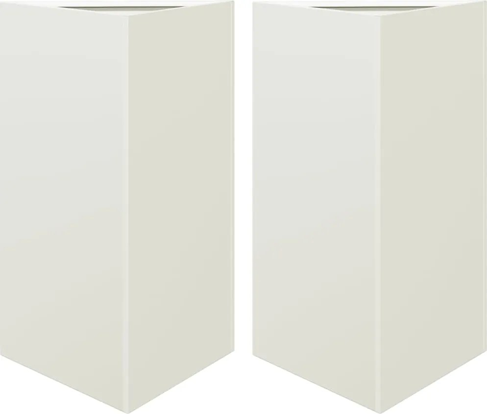 vidaXL Jardiniere grădină, 2 buc., alb, 50x43x75 cm, oțel, triunghi