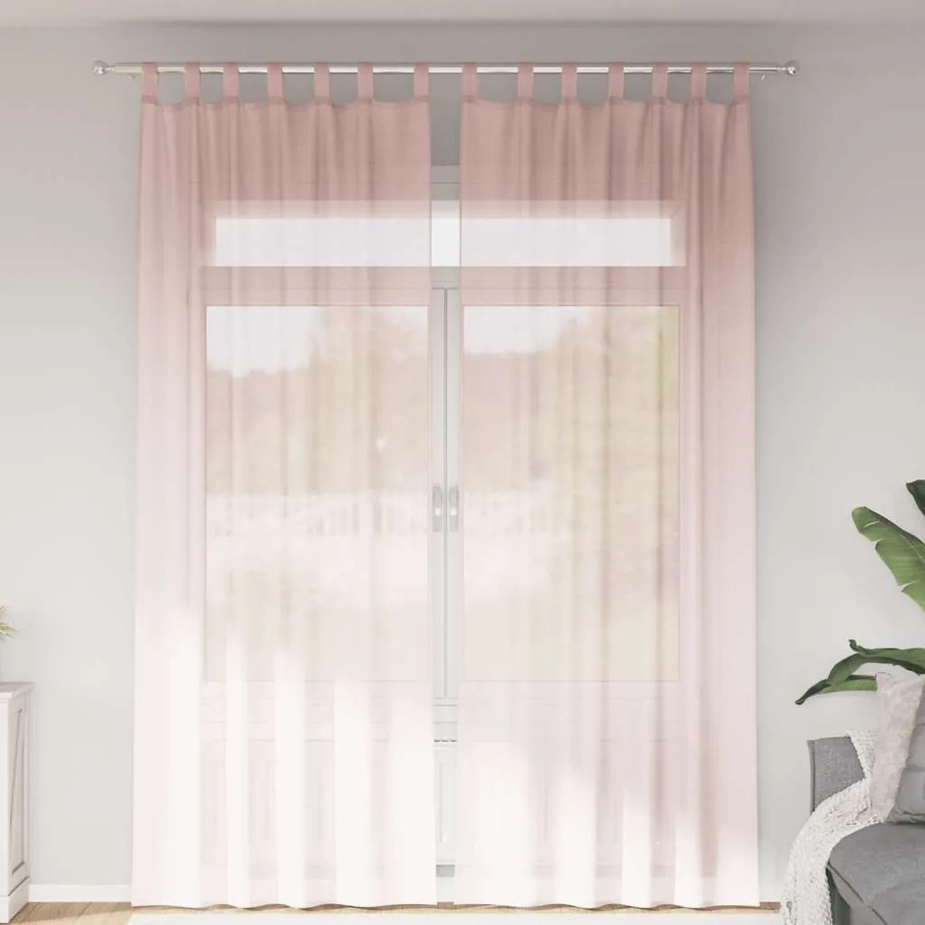 vidaXL Perdele voal cu bucle 2 buc Roz deschis 140x260 cm