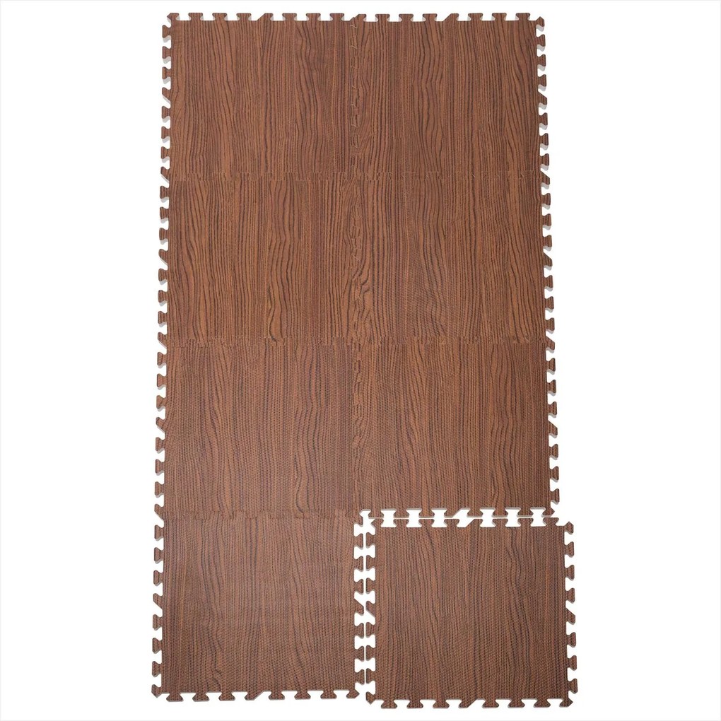 Covor pentru protectie pardoseala Puzzle 8 bucati Aspect lemn maro
