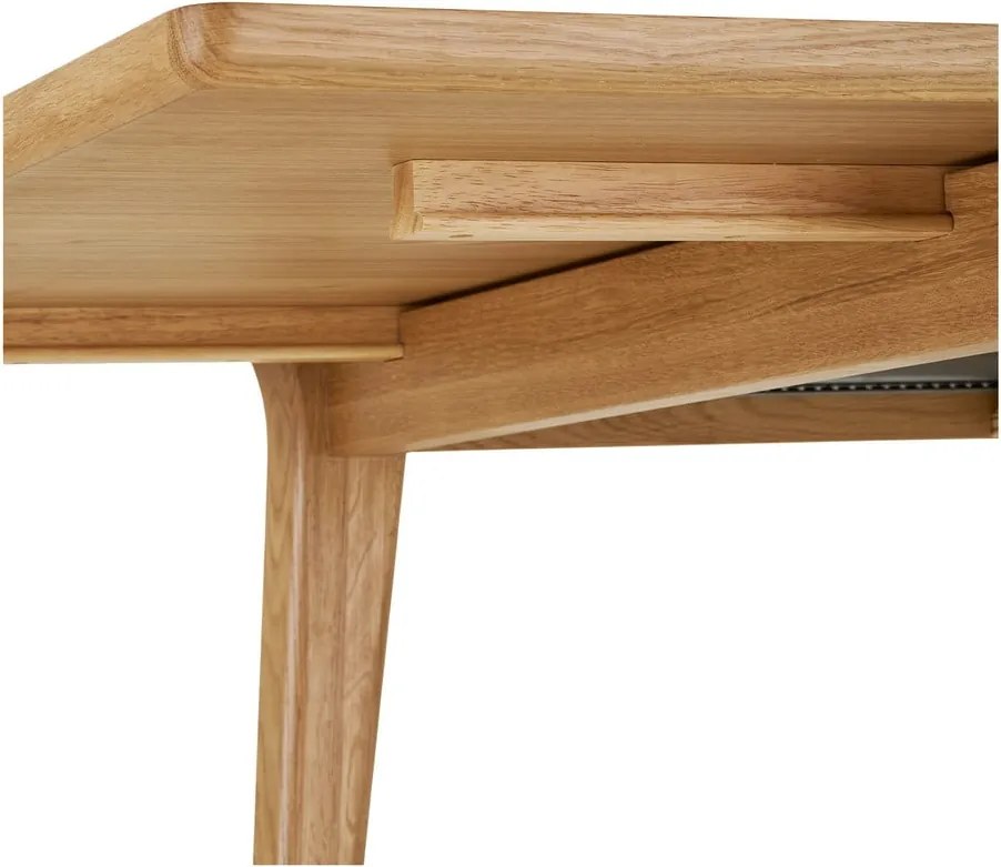 Masă de dining extensibilă cu aspect de lemn de stejar cu blat suplimentar 90x180 cm Darwin – House Nordic