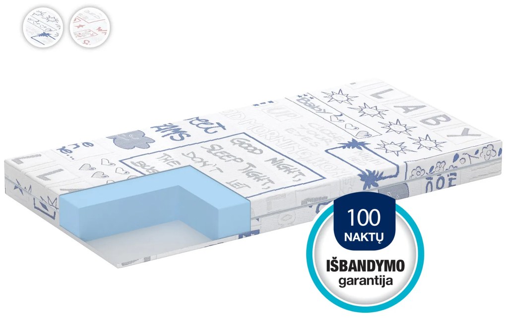 Dormeo Saltea Baby pentru copii 10 cm înălțime 70x140 cm albastru floral