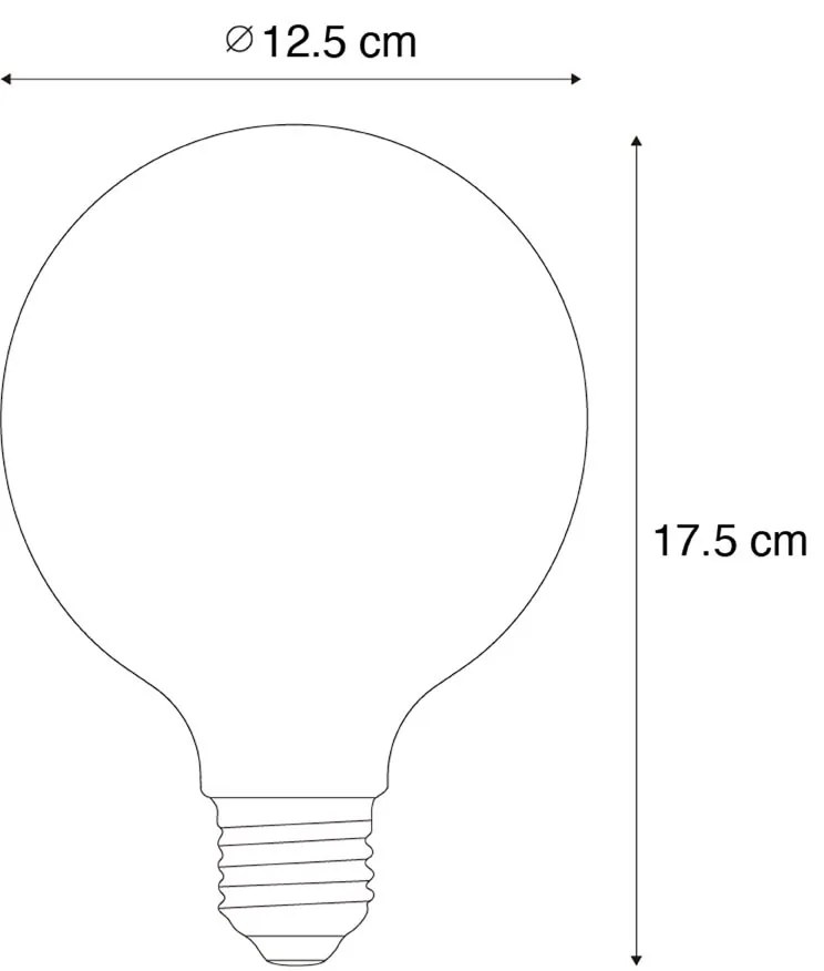 Set de 5 becuri LED E27 cu filament spiralat, cu 3 trepte de intensitate luminoasă, G125 4W 450 lm 2700K