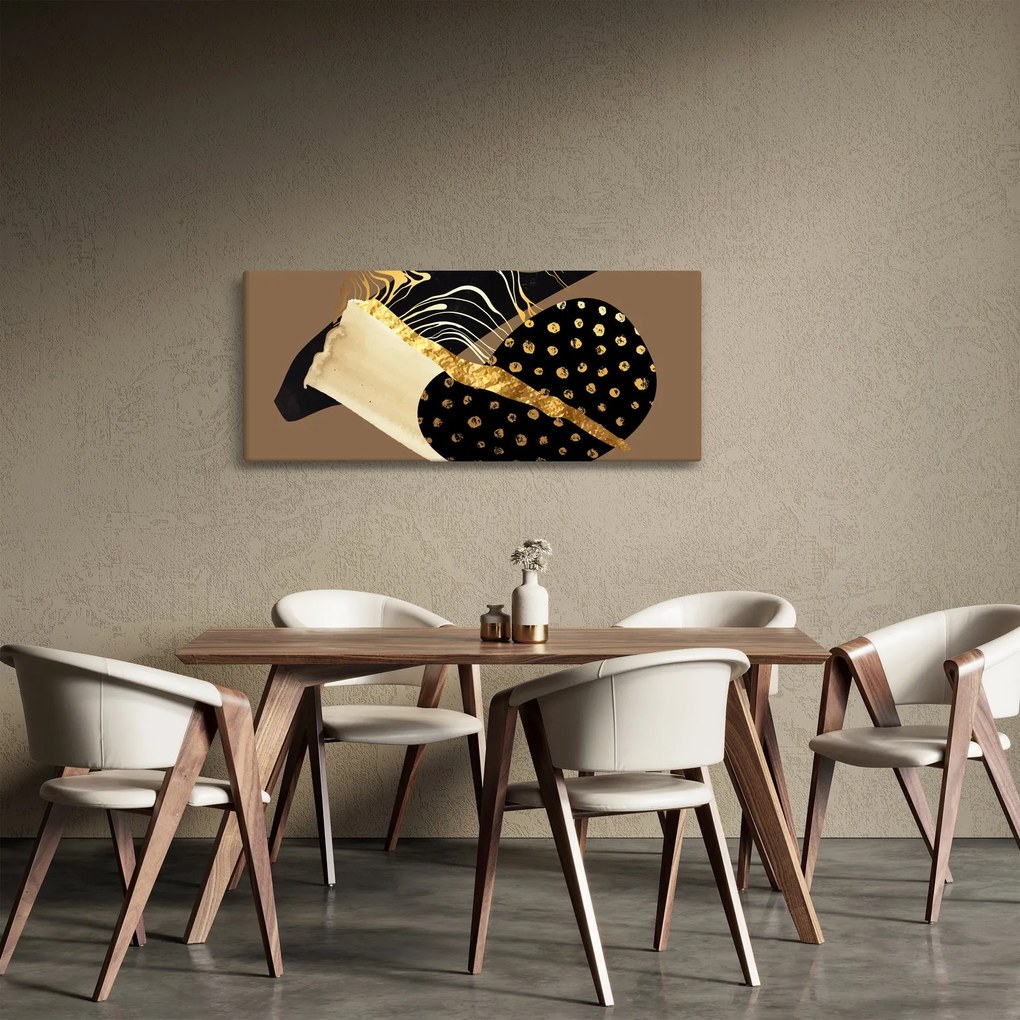 Tablou - Abstracție maro auriu N⁰1 (120x50 cm)