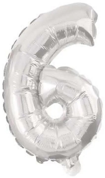 Numere Baloane Foil Gigant 6 Argintiu Număr 85 cm