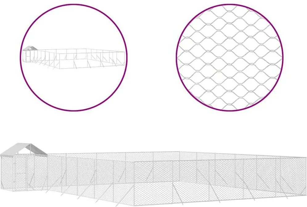 vidaXL Padoc exterior cu acoperiș argintiu 12x12x2,5 m oțel galvanizat