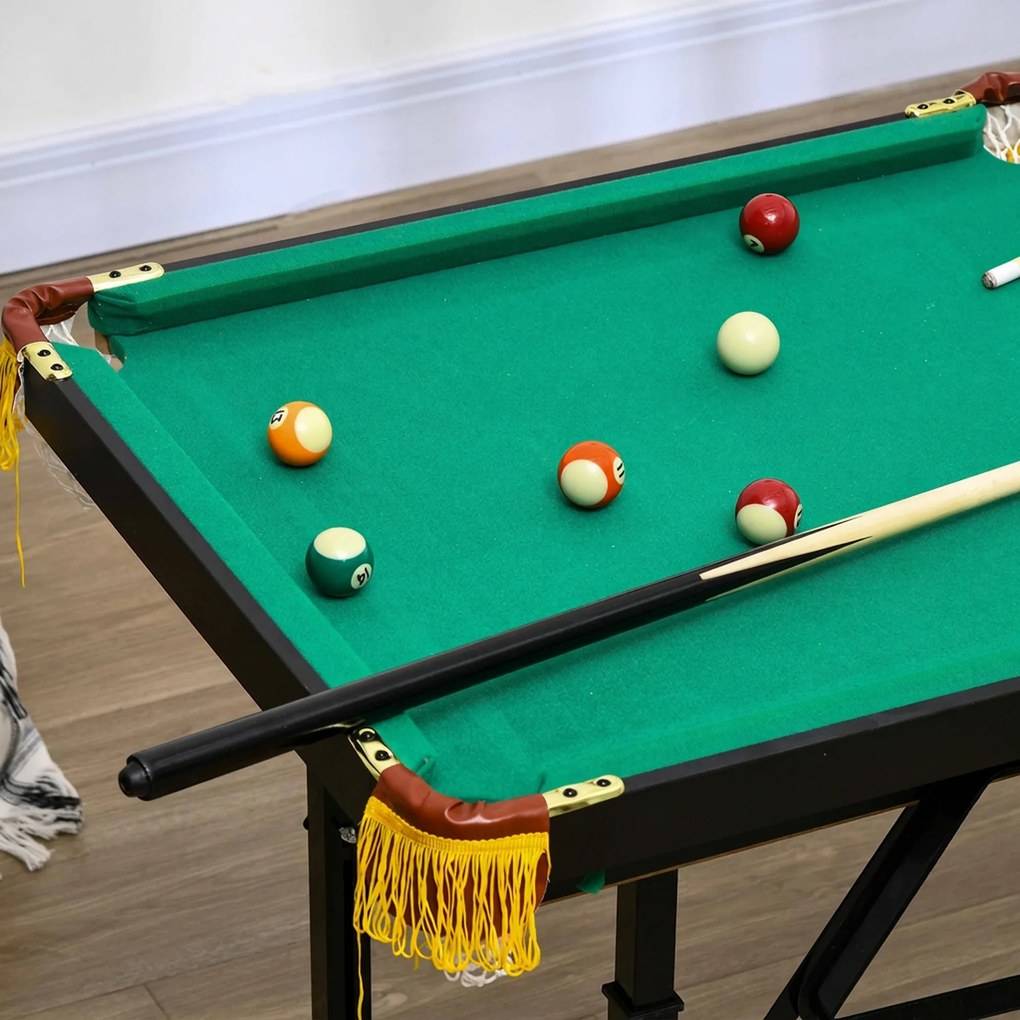 SPORTNOW Masă de Biliard Reglabilă pe Înălțime cu Accesorii, Masă din MDF și Oțel Carom, 140x60x55-75 cm, Verde | Aosom Romania