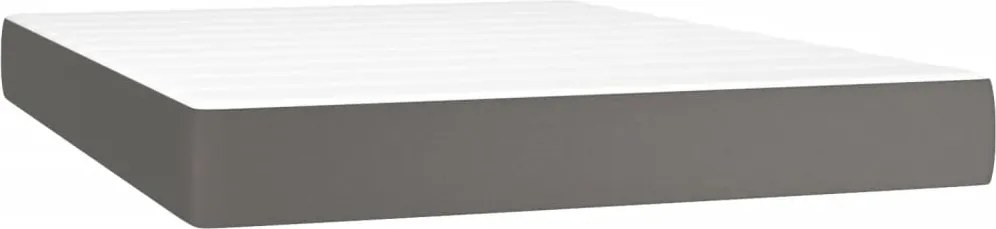 vidaXL Saltea cu arcuri buzunar, fermitate medie, gri, 140x200x20 cm, piele ecologică