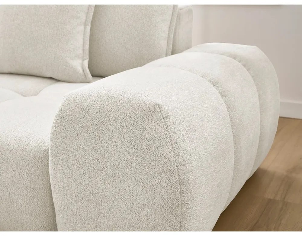 Colțar alb extensibil/cu spațiu de depozitare cu tapițerie din chenille (cu colț pe partea stângă/cu șezlong) Everest – Bobochic Paris