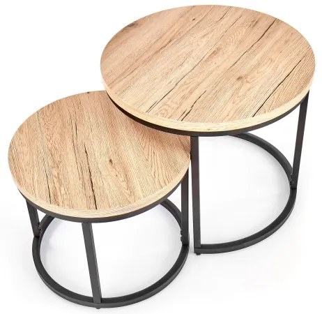 Set de 2 mese de cafea JENO, stejar/negru