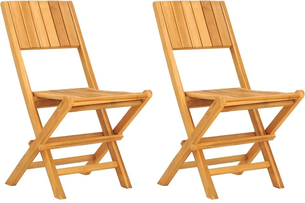 vidaXL Scaune de grădină pliante, 2 buc, 47x61x90 cm, lemn masiv tec