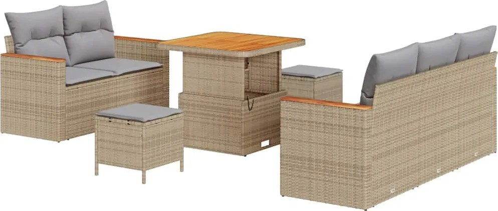 vidaXL Set de canapele pentru grădină 8 pcs Bej poliratan