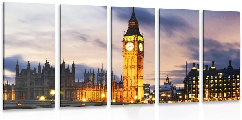 Tablou 5-piese Big Ben noaptea în Londra