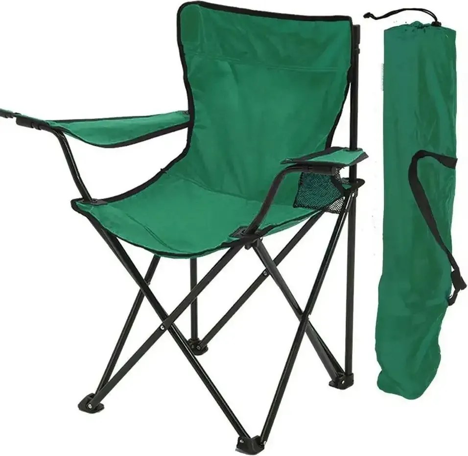 Set 2 scaun pliabil cu cotiera si suport,pentru camping,gradina,verde