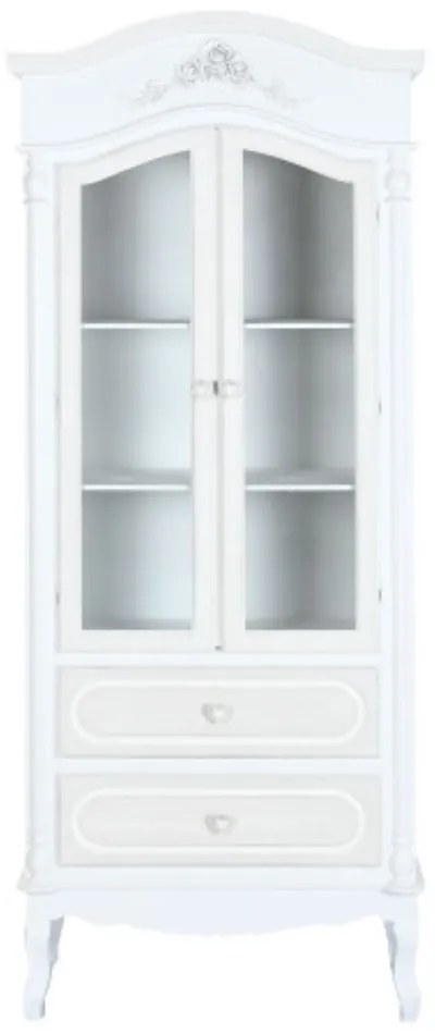 Vitrina, alba, din lemn masiv, Magnolia