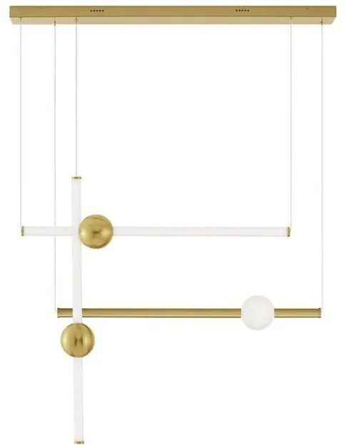 Lustra LED suspendata, dimabila, design modern Neutron auriu
