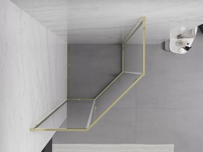 Mexen Exo-R cabina de duș pentagonală cu deschidere de 90 x 90 cm, transparentă, aurie - 812-090-090-50-00