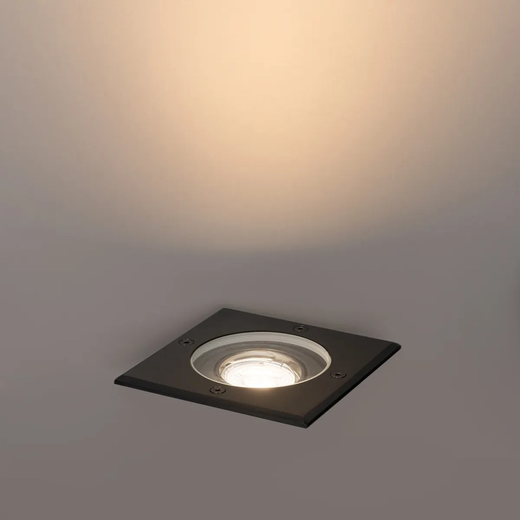 Spotlight exterior pentru sol negru pătrat reglabil IP65 - Delux