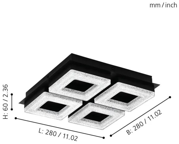Eglo 99326 - Plafonieră LED FRADELO 4xLED/4W/230V