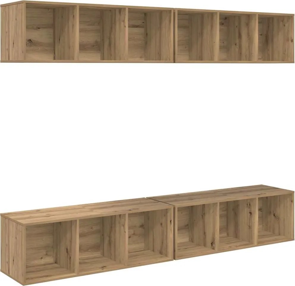 vidaXL Set comodă TV Pe perete 4 pcs Stejar Artizanal 37 x 37 x 107 cm