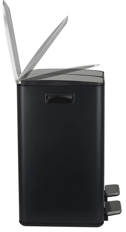 Coș de gunoi negru mat pentru reciclare/cu pedală 2x20 l din oțel Aliya – Spirella
