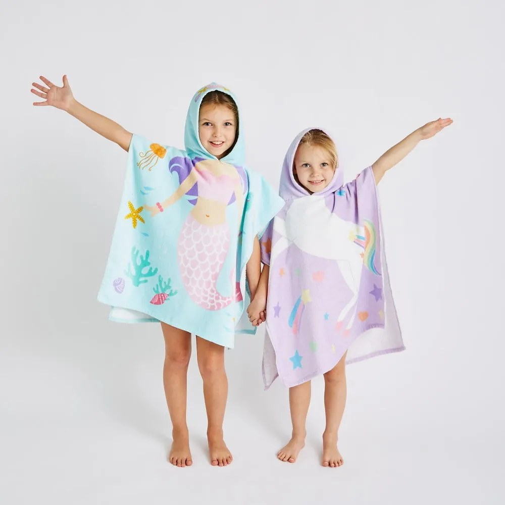 Poncho pentru copii mov din bumbac Unicorn – Catherine Lansfield