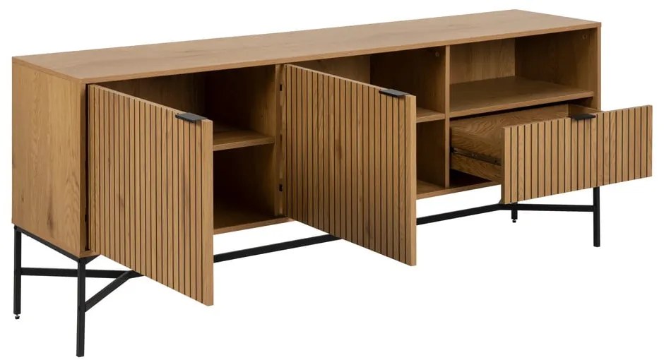 Comodă joasă cu aspect de lemn de stejar 180x70 cm Jaipur – Actona