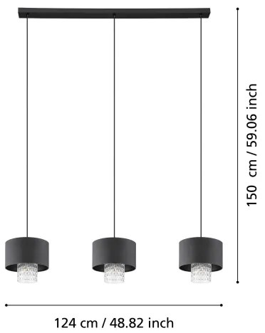 Lustră pe cablu Eglo 39978 SAPUARA 3xE27/40W/230V negru