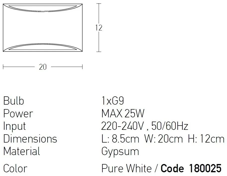 Aplica de perete cu lumina ambientala design modern Gypus alb