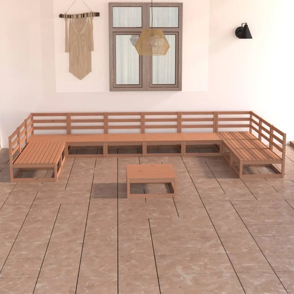 vidaXL Set mobilier de grădină, 11 piese, lemn masiv de pin