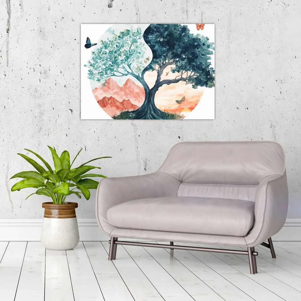 Tablou – Arbore acvarelă plin de viață (70x50 cm)